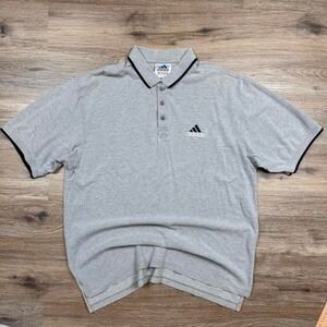 vintage 90s grey adidas polo with‎ black details
